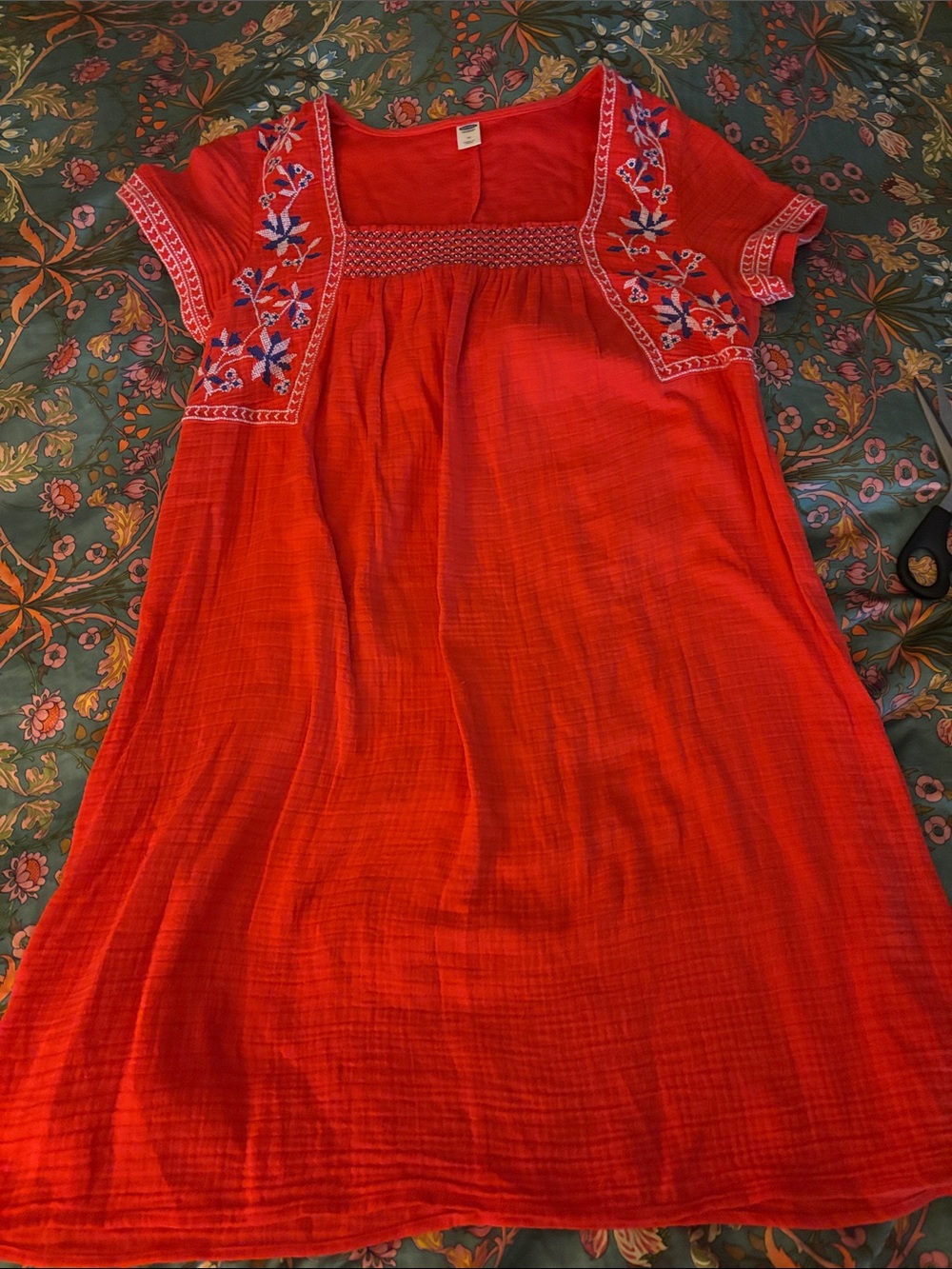 Old Navy Embroidered Orange Boho Tunic Dress